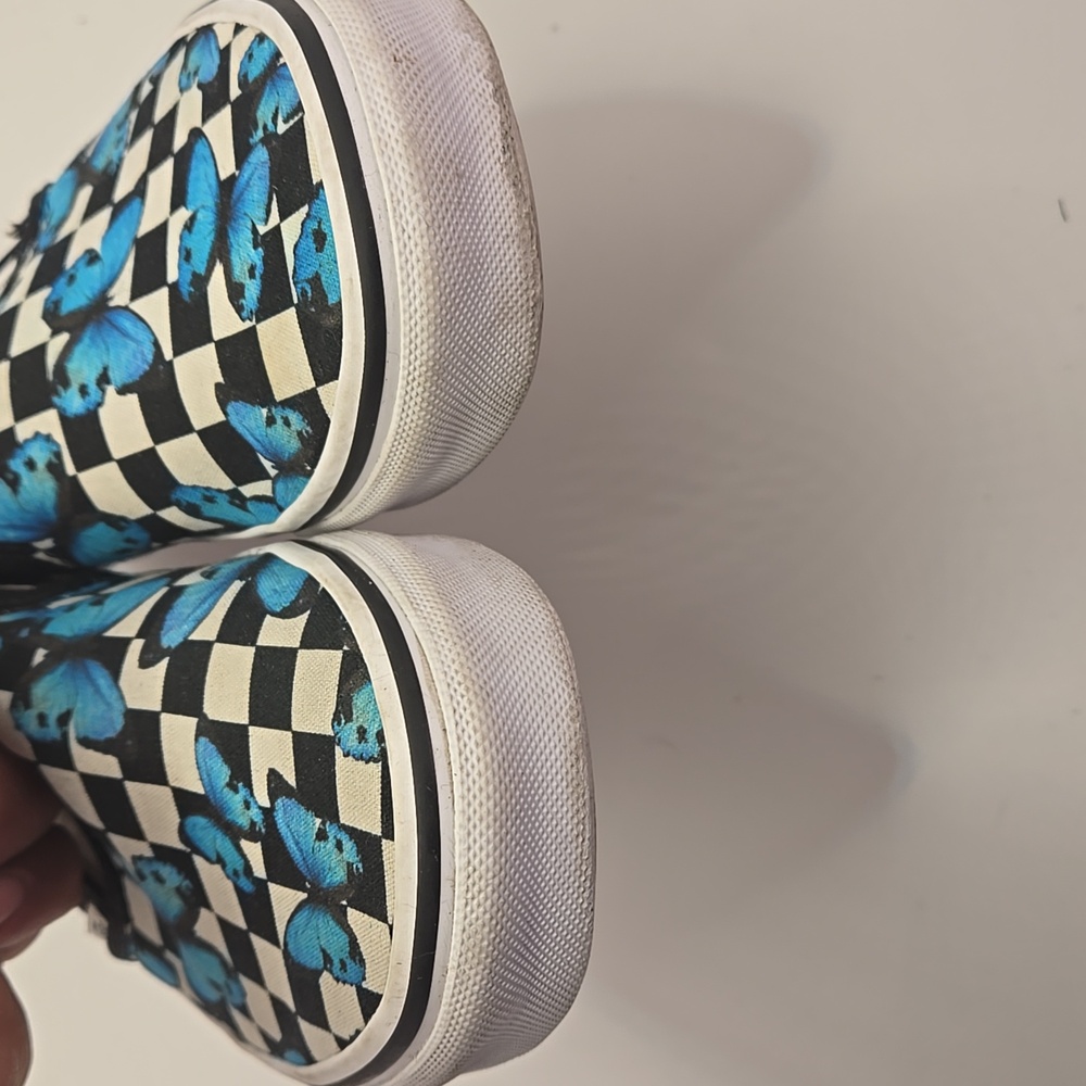 Vans Classic Slip-On Butterfly Checkerboard Pattern Sneaker Shoes Sz 6.5M 8.0W - Picture 7 of 8